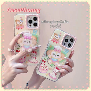 🍑CasePhoneg🍑จัดส่งภายใน24ชม ขอบเต็ม ขาตั้ง ถอดได้ iPhone 11 14 pro max การ์ตูน เส้นขอบโปร่งใส case for iPhone 12 13