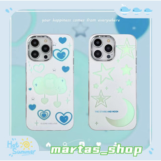 ❤️ส่งของขวัญ❤️ เคสไอโฟน 11 12 13 14 Pro Max ดาว สไตล์คู่รัก สาวน่ารักหัวใจ เลเซอร์ ฤดูร้อน Case for iPhone สาวน่ารักหัวใ