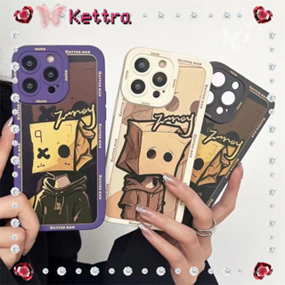 💜Kettra💜ป้องกันการหล่น ขอบเต็ม iPhone 11 14 pro max การ์ตูน ความคิดสร้างสรรค์ อารมณ์ ศิลปะ case for iPhone 12 13