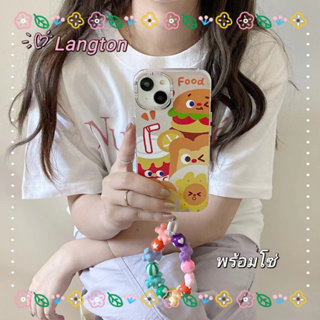 🌈Langton🌸ขอบเต็ม ป้องกันการหล่น iphone 11 14 pro max สไตล์สร้อยข้อมือ การ์ตูน สีสัน เคสใส case for iPhone 12 13