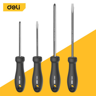 Deli ชุดไขควง 4 ชิ้น เซ็ตไขควง (หัวแฉก + หัวแบน) เซ็ตประแจ มี 2 หัว 4 ด้าม Screwdriver Sets