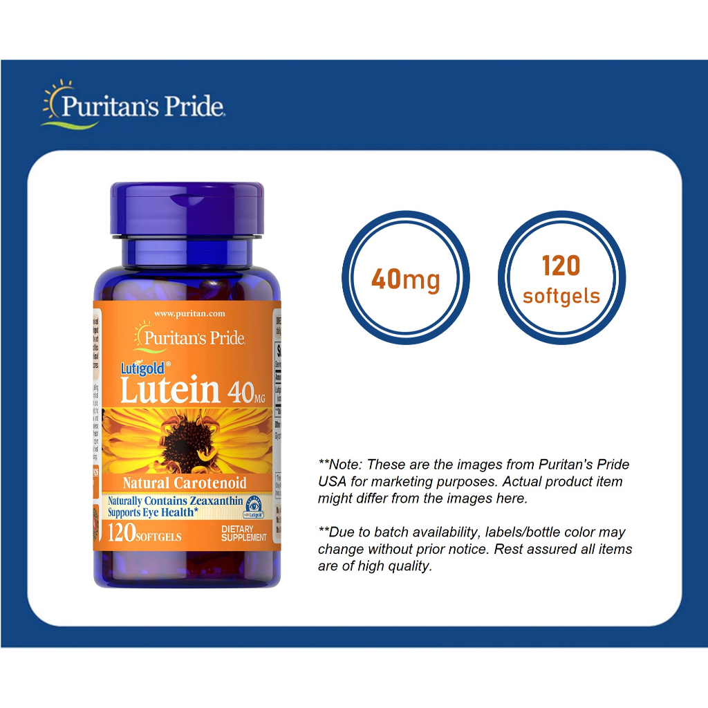 Puritan's Pride lutein WITH ZEAXANTHIN 40 mg 120 Softgels บำรุงดวงตา วิตามินบำรุงดวงตา*New packaging*