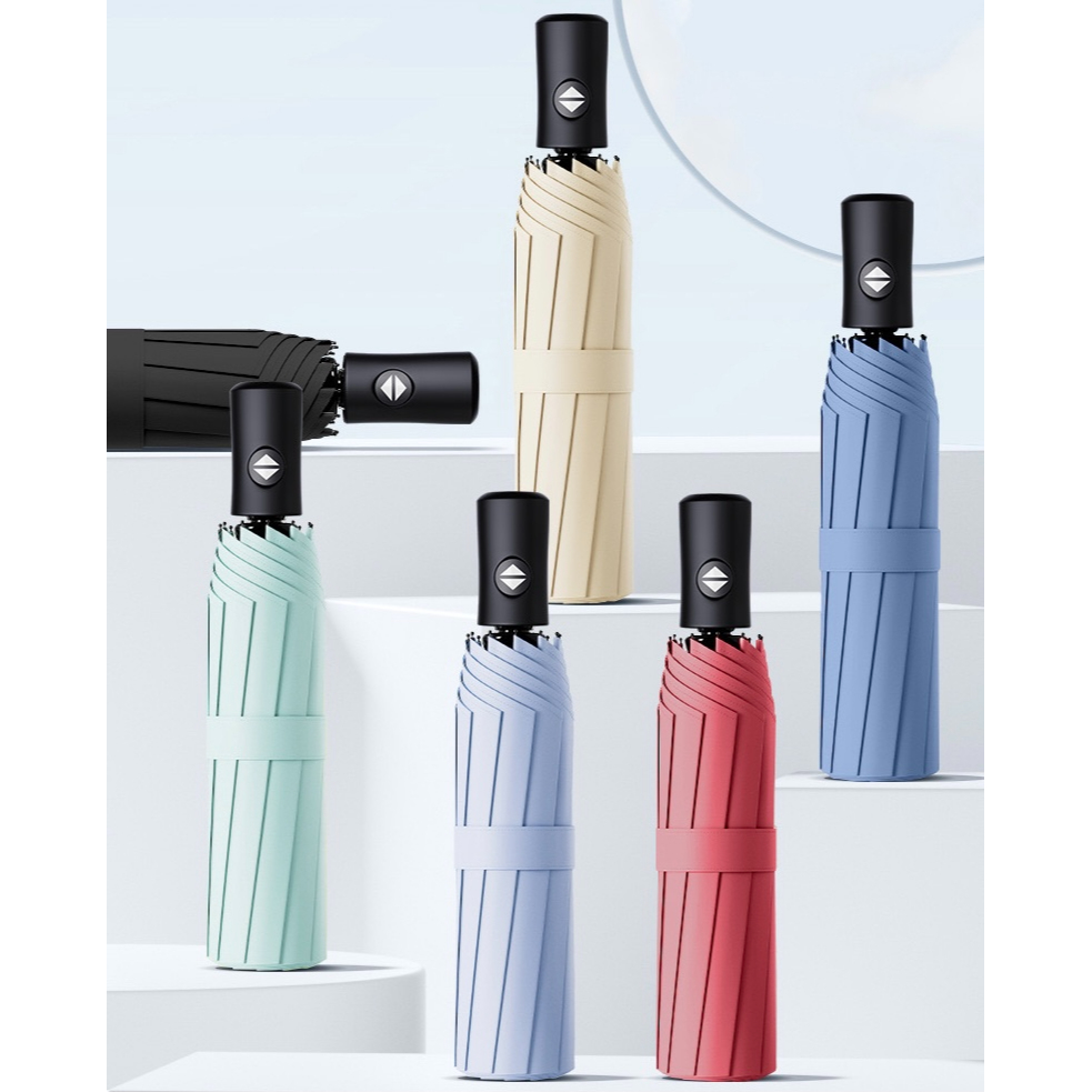 ร่มสีพื้นออโต้ อัตโนมัติ ร่มกันฝนกันแดดกัน UV สีพื้น ทันสมัย พกพาสะดวก น้ำหนักเบา Umbrella ระบบเปิด-ปิดออโต้