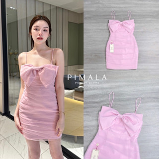 Code : M8 Pimala Dress เดรสสั้นสายเดี่ยวเข้ารูปแต่งโบว์อก ไซส์ Xs-L