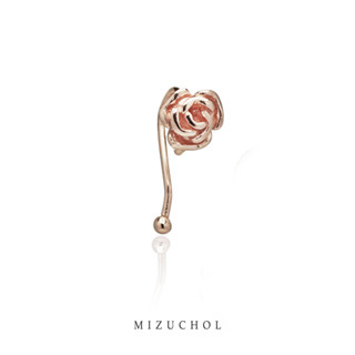 Mizuchol ต่างหูหนีบเงินแท้ Blooming Rose Ear Cuff (ชุบPink Gold) (SALE)