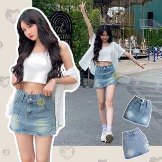 🆂🆄🅽.🆃🆄🆁🅳🅰🆈 กระโปรงยีนส์ Calla Skirt มีกางเกงซับใน เอวกลาง ผ้าไม่ยืด