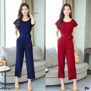 CS5611 Set เสื้อแขนกุดทรงไหล่ล้ำ+กางเกงขาเต่อ+สายผูกเอว Set: off-the-shoulder sleeveless top + wide-leg pants + waist ti