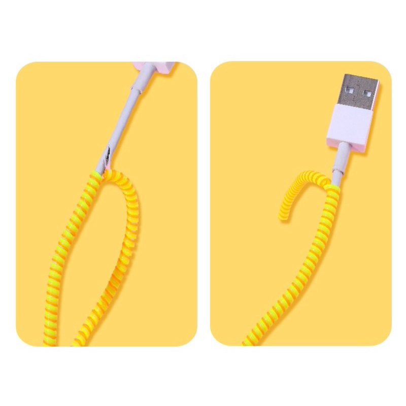 พร้อมส่ง  ยาวเส้นละ 1.4เมตร เกลียวถนอมสายชาร์จUSB ราคา ถูกที่สุด ดีลบีเคเค แกลเลอรีภาพที่ 2