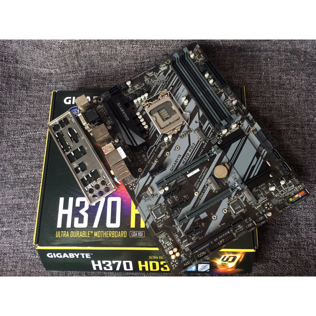 1151V2 Gigabyte H370 HD3 M.2 2 ช่อง มีกล่องพร้อมฝาหลัง (มีตำหนิ)
