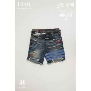 🔥Holdem แท้100%🔥 Holdem Dark BlueⓂ️H8 Casino monogram destroyed denim shorts 2023