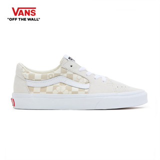 VANS SK8-LOW - FLORAL CHECK marshmallow รองเท้าผ้าใบ VANS ชาย หญิง