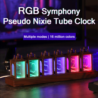 RGB นาฬิกาอิเล็กทรอนิกส์ quasi-glow tube retro desktop creative ตกแต่งนาฬิกาตั้งโต๊ะดิจิตอลของขวัญวันเกิดของขวัญขายส่ง