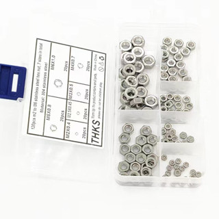 120PCS Hex Nut ประเภท M2-M6 304 สแตนเลส M2/M2.5/M3/M4/M5/M6