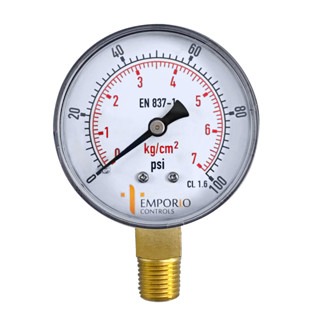 Economy Pressure Gauge, Test Gauge เกจวัดแรงดัน หน้าปัด 2.5 นิ้ว หน่วย psi คู่ kg/cm2 เกลียว 1/4"NPT Black Steel Case