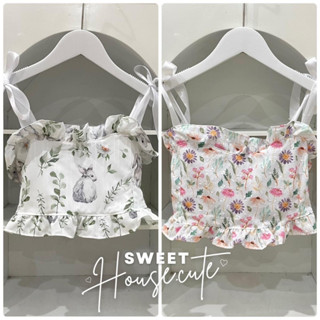 ❥SweetHouse 🧸 สายเดี่ยวผูกบ่า สายริบบิ้น เสื้อเกาหลี