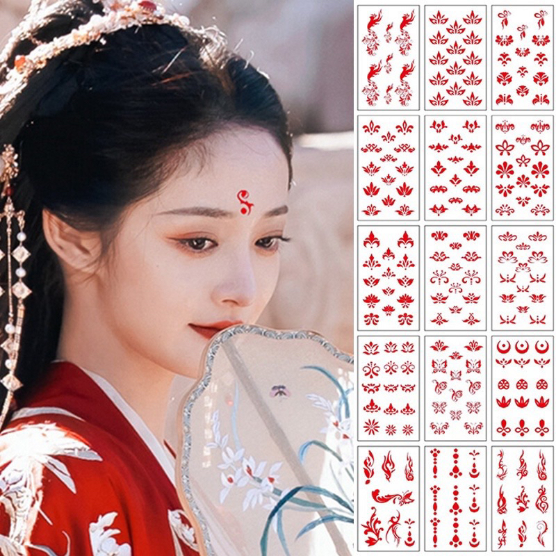 สติ๊กเกอร์ติดหน้าผากสาวจีนโบราณ แทททู สไตล์จีนโบราณ ฮวาเตี้ยน