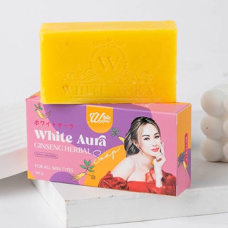 สบู่โสมไวท์ออร่า White Aura Ginseng Herbal Soap (สูตรใหม่)1ก้อน