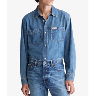 Calvin Klein Mens Denim Shirt ทรง relax-fit