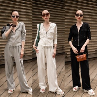 เซตวอร์ม 2 ชิ้น เสื้อฮู้ดซิปหน้า+กางเกงขายาว VSHOP