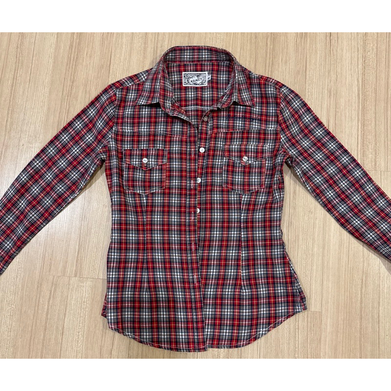 เสื้อเชิ๊ตลายสก็อตXact 🧣 สำหรับผู้หญิง Size S