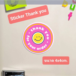 Sticker Thank you สติกเกอร์ขอบคุณ ลายน่ารักสุดๆ ขนาด 4x4cm. (1แผ่นได้24ตัว)