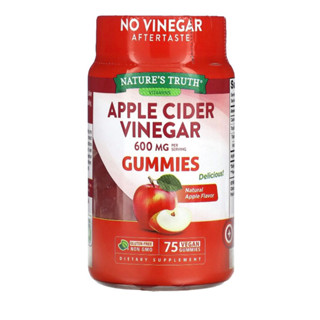 exp 08/24 แอปเปิ้ลไซเดอร์ Natures Truth Apple Cider Vinegar 600mg Vegan Gummies, 75 Count