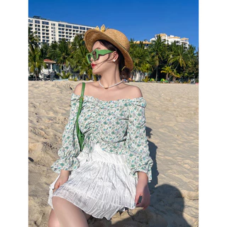 CiCi Plus+ SALE(3123)SETเสื้อแขนยาวผ้าชีฟอง+กระโปรง เชือกสามารถรูดปรับได้ กระโปรงแต่งระบาย 2 ชั้น มีซับใน สไตล์น่ารักๆ