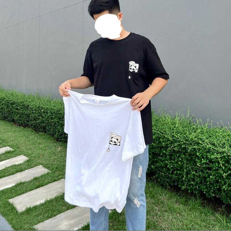 SOS ส่งไวจากไทย เสื้อยืด Oversize คอตตอน100% ลายใหม่น่ารัก หมีแพนด้าง่วง 2024 #A3