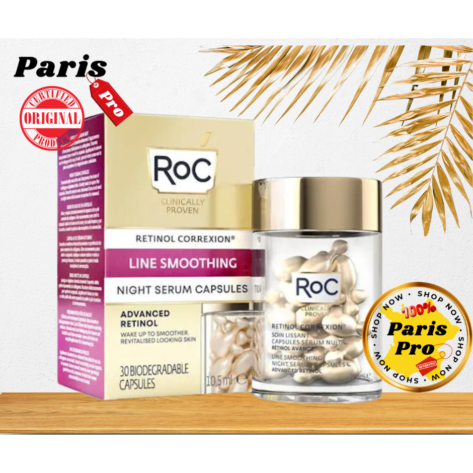 Roc Retinol Correxion Line Smoothing Night Serum 30 Capsules เรตินอล ไนท์ เซรั่ม แคปซูล From USA