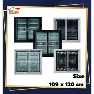 หน้าต่างบานเลื่อน 2 ช่องพร้อมเหล็กดัด[แนวนอน](สีอบ Powder Coat)109x120 cm.[ถูกสวยดีมีคุณภาพ]ล็อกซ้าย-ขวา][สินค้าคุณภาพ]