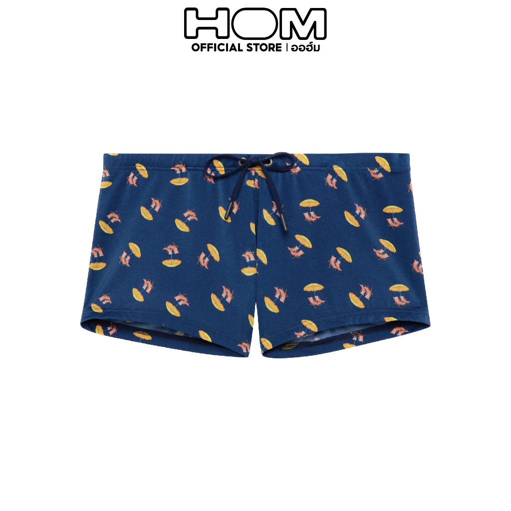 HOM (ออฮ์ม)  รุ่น 402576-I0RA กางเกงว่ายน้ำชายShorts Polyamide ทรงเต็มตัวขาสั้น ปลายขาไม่ม้วน แห้งไว