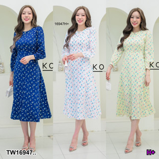 SS16947 แม็กซีเดรส ทรงเรียบๆ แขนสั้น ลายดอก Simple maxi dress with short sleeves