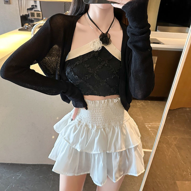 พร้อมส่ง ชุดเซ็ท กระโปรงพลีทสั้น Y2k มีขอบสาวอวบ เอวสูง เซ็กซี่ กระโปรงนักเรียน สีพื้น สไตล์เกาหลี สําหรับผู้หญิง