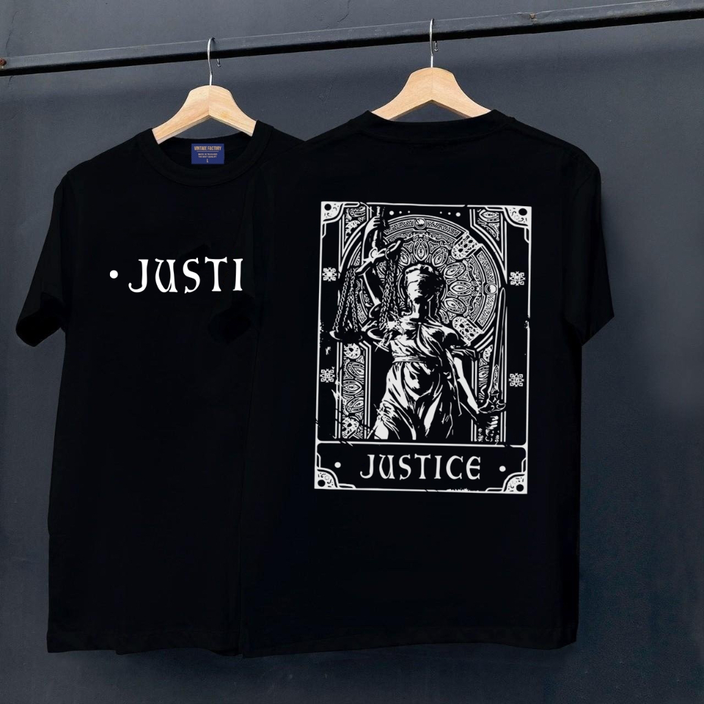 (พร้อมส่ง) เสื้อยืด JUSTICE - ผ้า Cotton100%