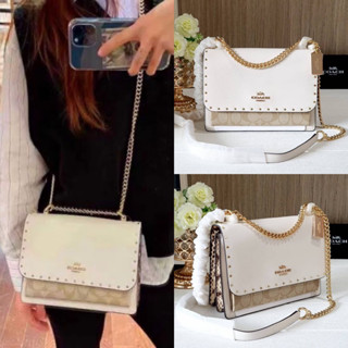 🎀 (สด-ผ่อน) กระเป๋าครอสบอดี้ สายโซ่ 90400 KLARE CROSSBODY IN SIGNATURE CANVAS WITH RIVETS