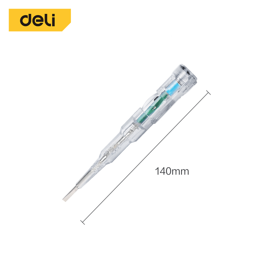 Deli ไขควงวัดไฟ ไขควงเช็คไฟ ไขควงวัดไฟอิเล็ก​ทรอ​นิกส์​ มีไฟแสดงสถานะ ปลอดภัย ทนทาน ด้ามจับกันฉนวน Voltage Tester - รูปที่ 6