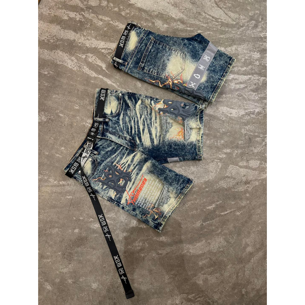 XOM702 กางเกงยีนส์ขาสั้น Logoซิลิโคลนเทา รุ่นFIER - รูปที่ 2