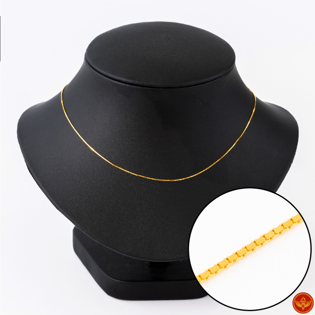 LSW สร้อยคอทองคำแท้ ครึ่ง สลึง (1.89 กรัม) ลายกล่องเหลี่ยม NB-28