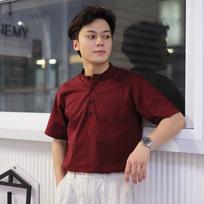 SM018-smart shirt | เสื้อเชิ้ตคอจีนกระดุม 4 เม็ดแขนสั้น(รวมทุกสี)