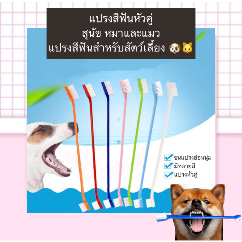 AL-450 แปรงสีฟันหัวคู่ สุนัข หมาและแมว แปรงสีฟันสำหรับสัตว์เลี้ยง หลายสี ราคาถูก พร้อมส่ง😍❤️