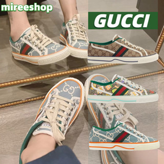 🍒กุชชี่ Gucci รองเท้าผ้าใบ GG Tennis 1977 Sneaker