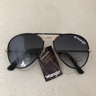 แว่นกันแดดวินเทจแท้ Wrangler : Leather Wrap (No.2) Black , Vintage Sunglasses