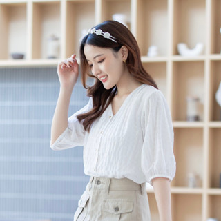 Mosaic top (Gen2): White เสื้อไม่ต้องรีด [Freedary.brand]