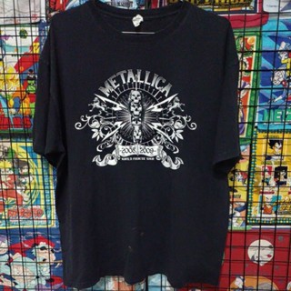 เสื้อยืดมือสอง Usa เสื้อวง Metallica Tour 2008-2009 OverSize หายาก Size 2XL.อก26/ยาว30