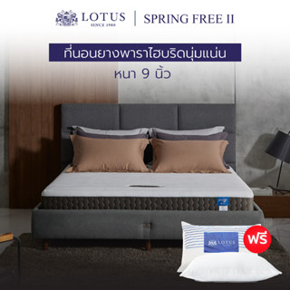 LOTUS ที่นอนยางพาราไฮบริด (สเปคแน่นสบาย) รุ่น Spring Free II หนา 9 นิ้ว ฟรี หมอนหนุนสุขภาพกันไรฝุ่น ส่งฟรี