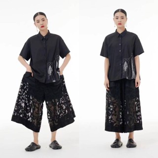 📌ทักก่อนสั่ง📌 66309 เสื้อคอปกแขนสั้น แต่งงานปักเดินเส้น อก44” Cyard