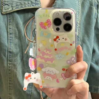 ✨สไตล์ใหม่✨เคสไอโฟน 14 Pro Max เคส for 11 12 13 Pro Max Kitty พร้อมจี้ เคสพกพาสะดวก iPhone 13 Case เคสกันกระแทก