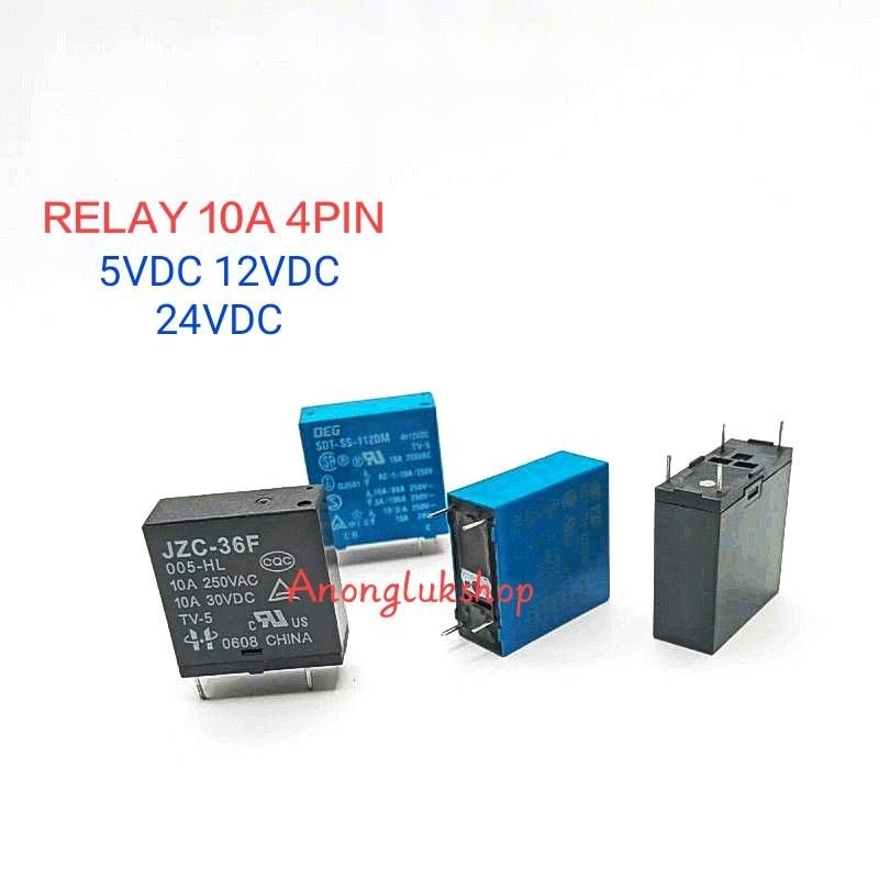 ราคาต่อ 1ตัว RELAY 10A 4PIN รีเลย์ 4ขาลงปริ้น ทนกระแส 10A 250VAC มี 5VDC 12VDC 24VDC