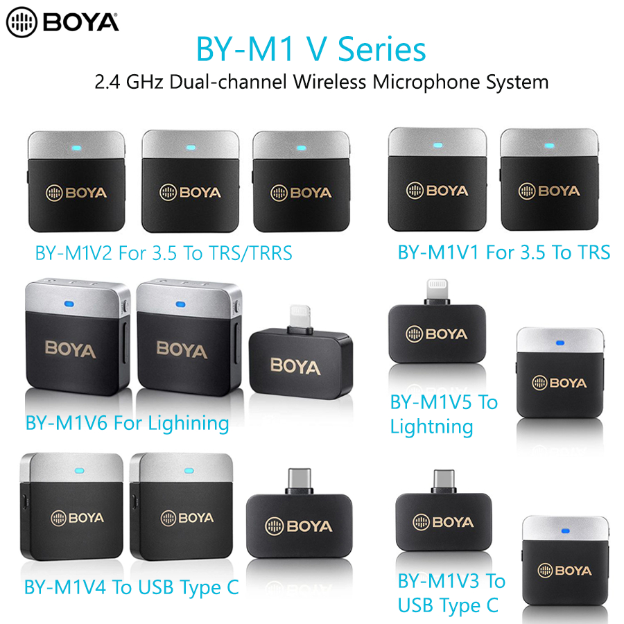 BOYA BY-M1V Series MV1,MV2,MV3,MV4,MV5,MV6 2.4GHz Dual-Channel Wireless Microphone System ไมค์ไร้สาย