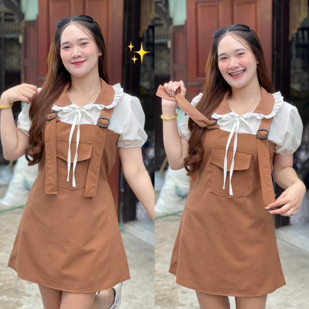 เดรสเอี๊ยม กระเป๋าหน้าคอบัว ( มี 2 ไซส์ )